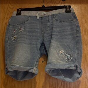 SO, girls soft denim pull-up shorts, chambray, 14